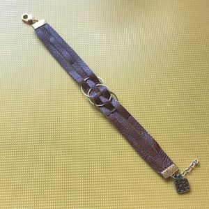 Re Threaded x Southwest bracelet in brown leather with gold